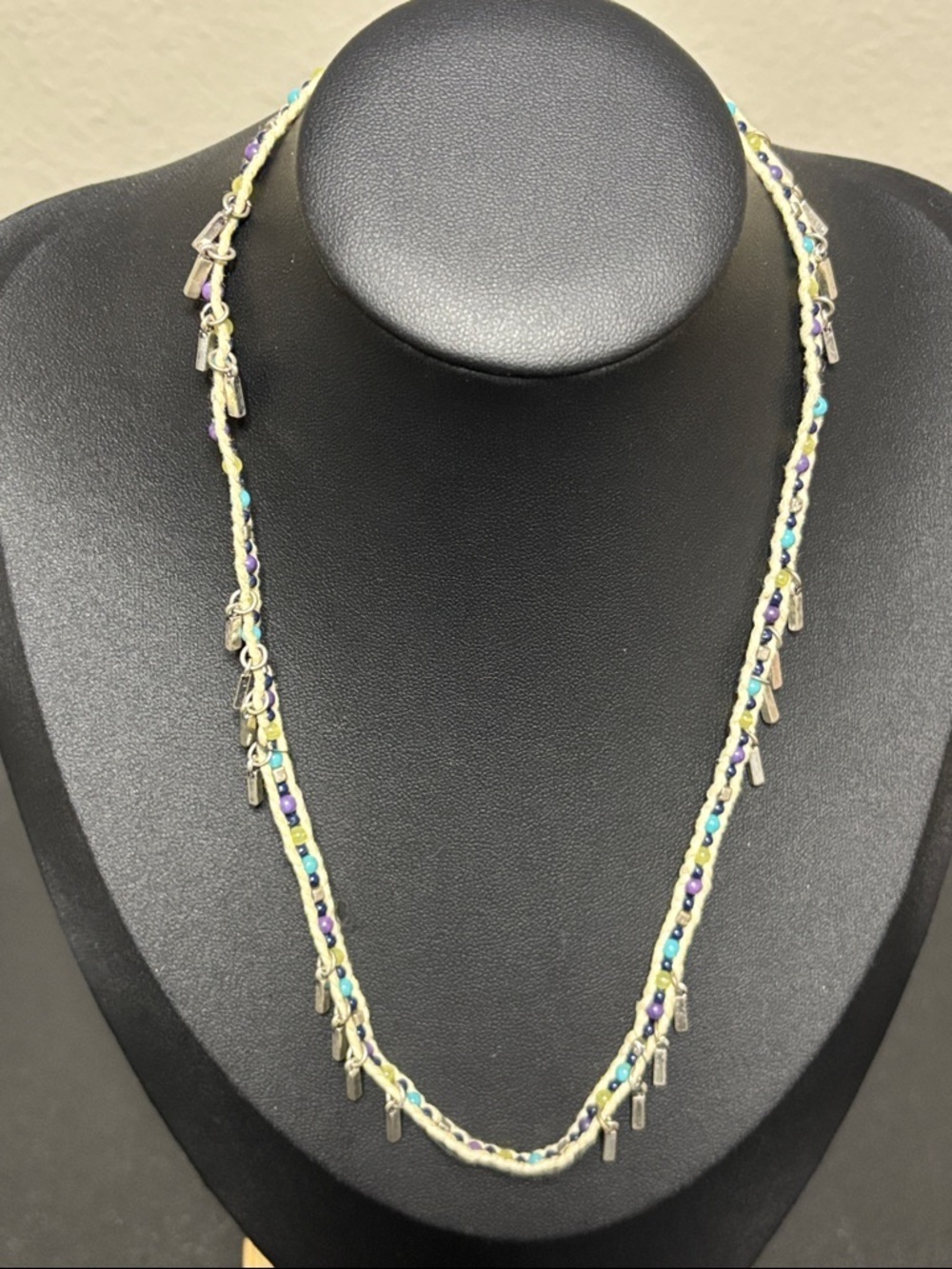 Boho Beachy Multi-Color Beaded Dangle Charm Necklace Festival Coachella